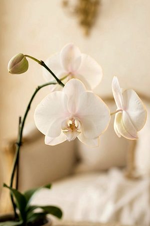 A white orchid in soft afternoon light.